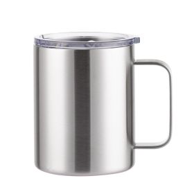 Simple Solid Color Stainless Steel Mug Cup Handle Cup (Option: Steel Color-16oz)